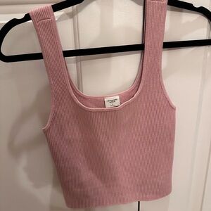 Abercrombie & Fitch Pink Ribbed Crop Top
